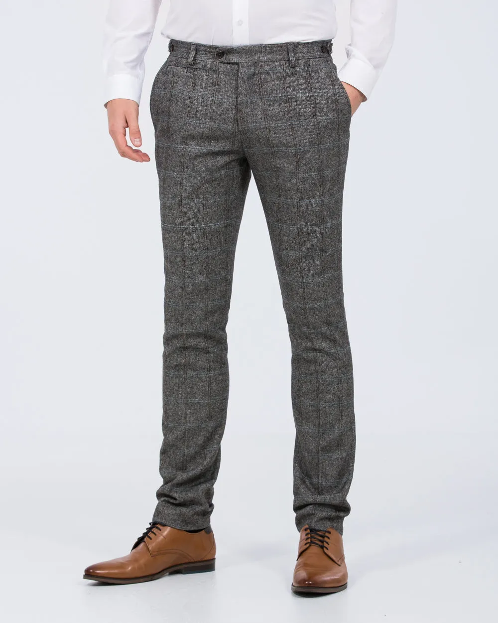 Skopes Rowan Slim Fit Tall Suit Trousers (grey herringbone)