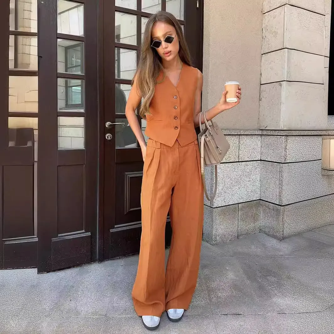 Sleeveless Vest Low-Waist Pants Suit