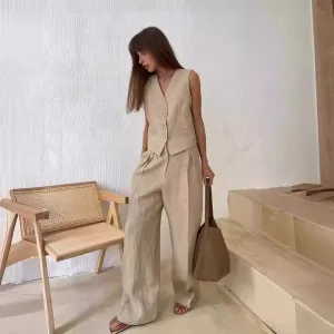 Sleeveless Vest Low-Waist Pants Suit