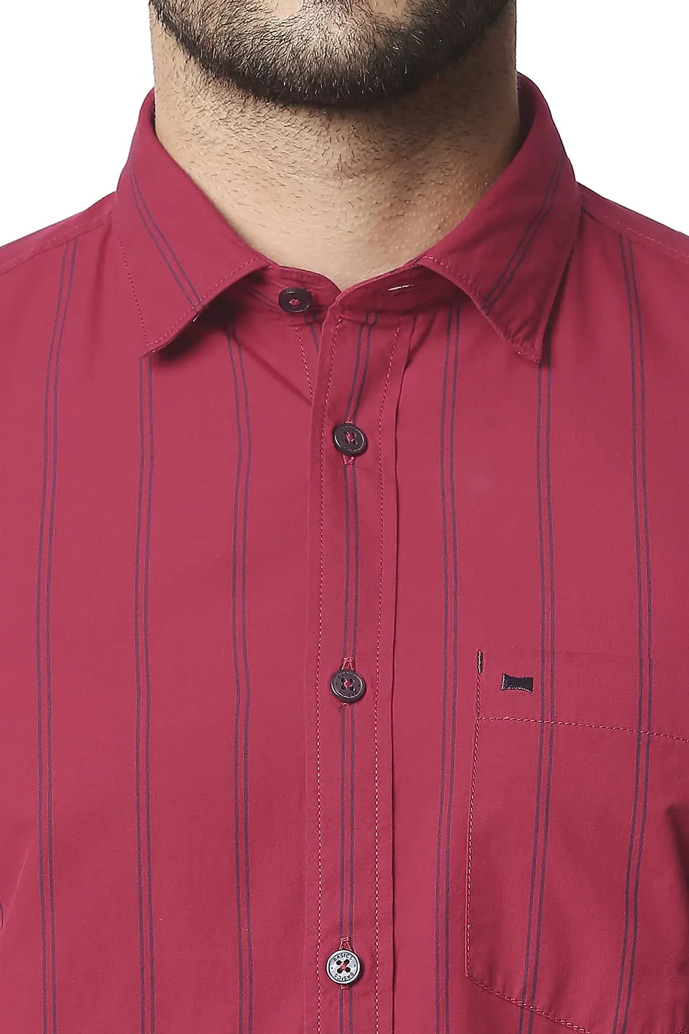 Slim Fit Stripe Halfsleeves Shirt