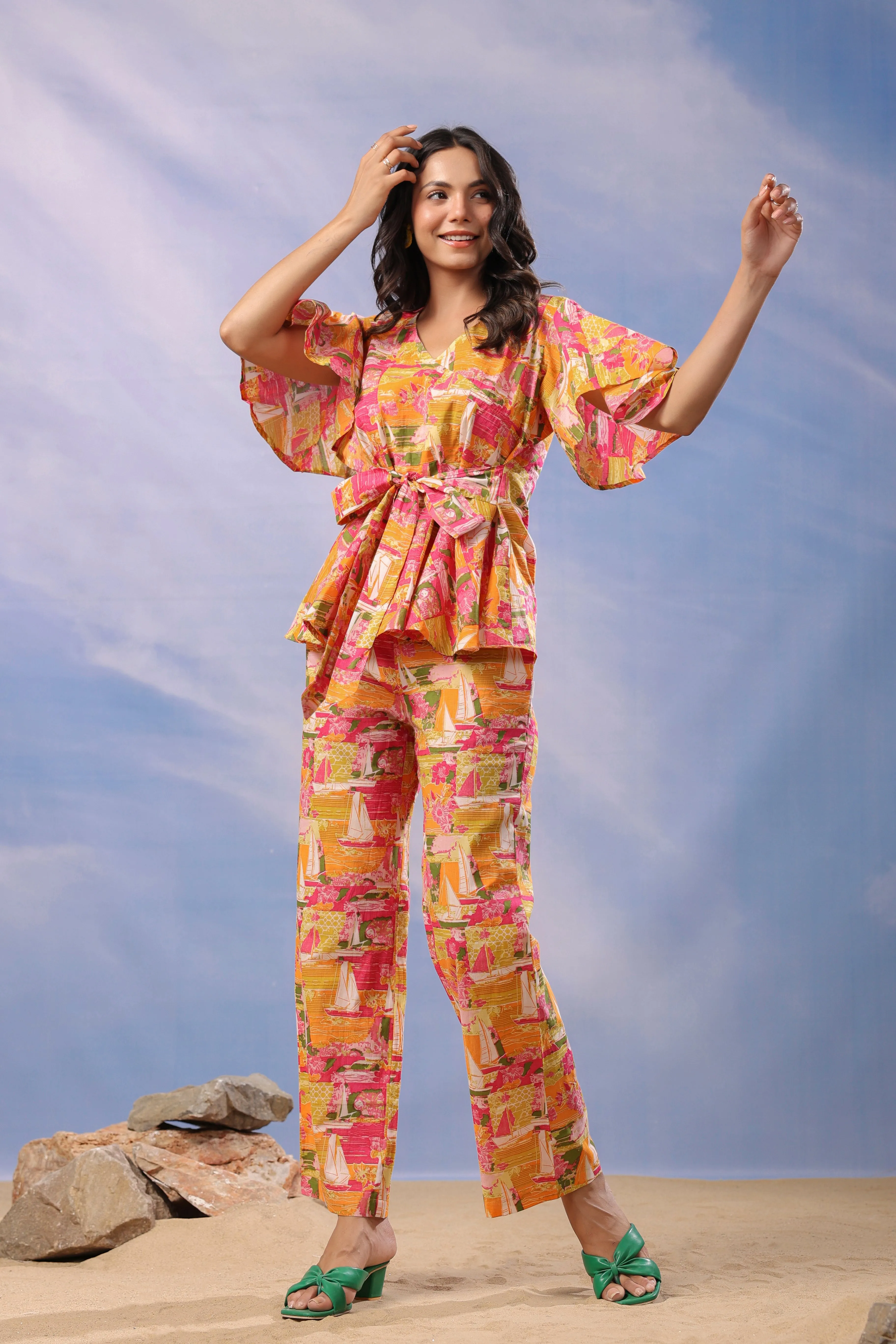 Sunset Serenade Cotton Loungewear Top Set