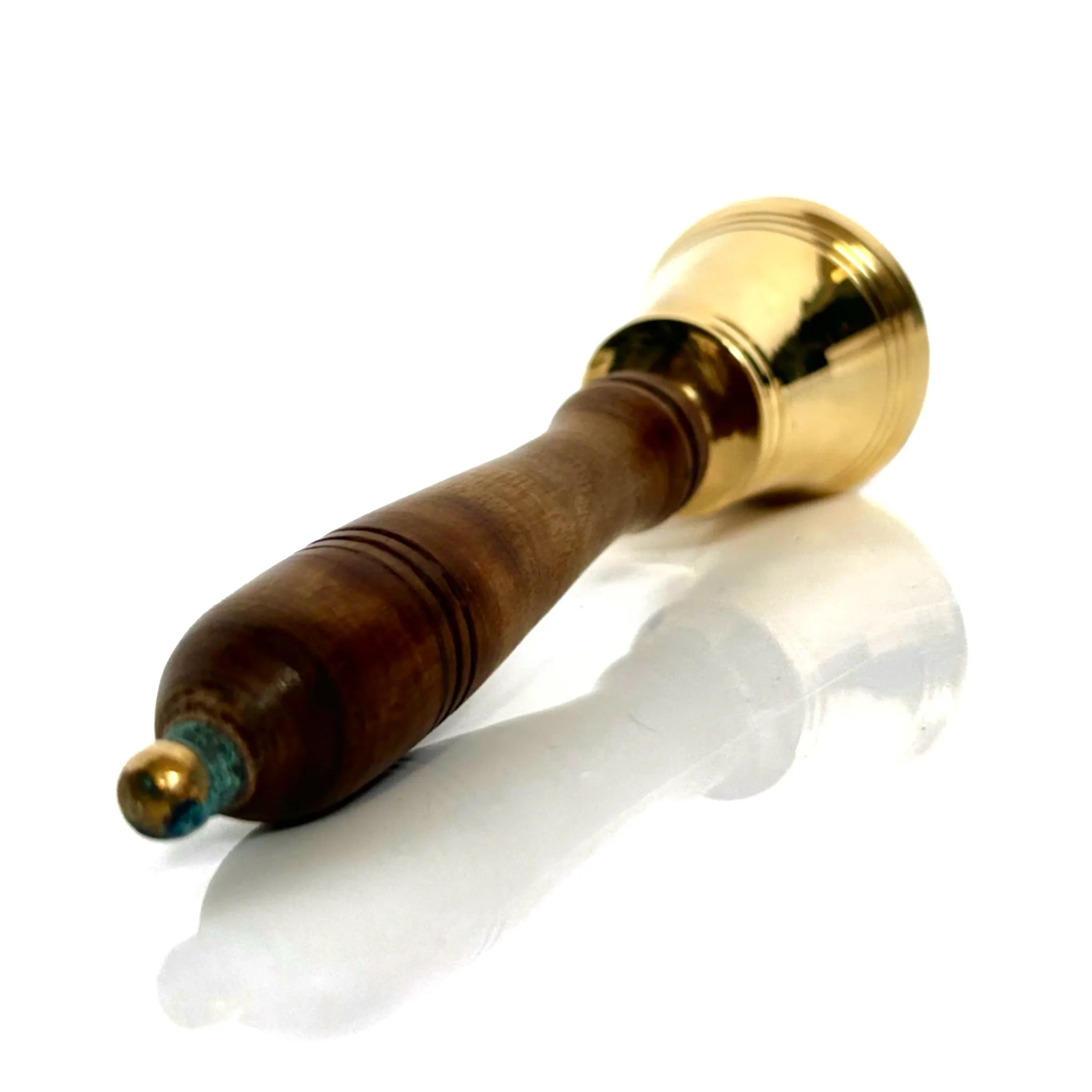 The Ventiano Small Brass Hand Bell with Wooden Handle