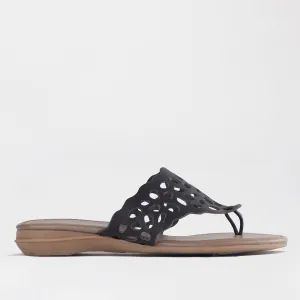 Thong Flat Sandal in Black - 12813