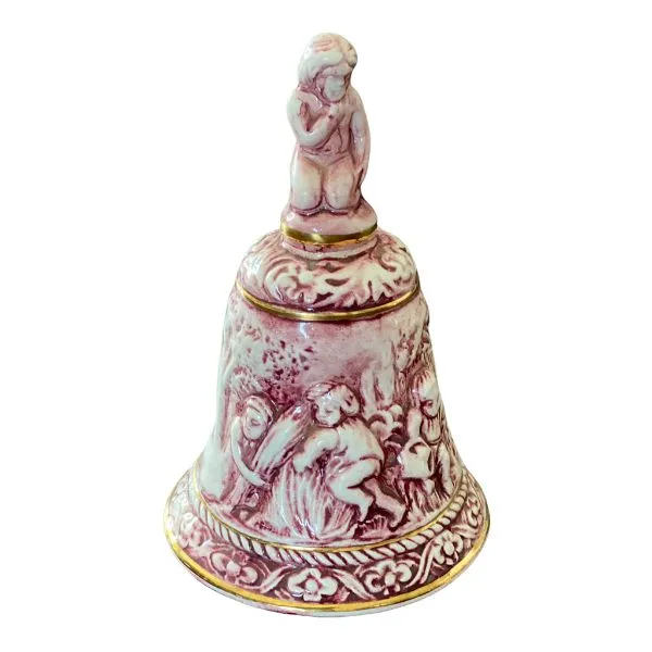 vintage compadimonte pink and white bell with children/angels