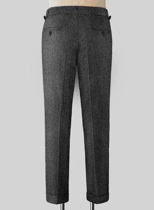 Vintage Dark Gray Weave Highland Tweed Trousers