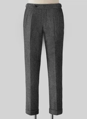 Vintage Dark Gray Weave Highland Tweed Trousers