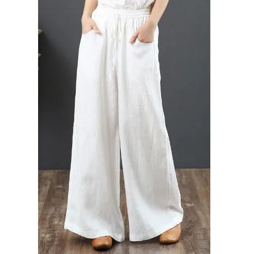 Vintage Linen Wide Leg Summer Pants