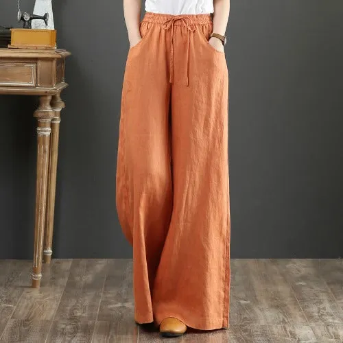 Vintage Linen Wide Leg Summer Pants