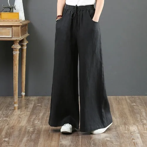 Vintage Linen Wide Leg Summer Pants