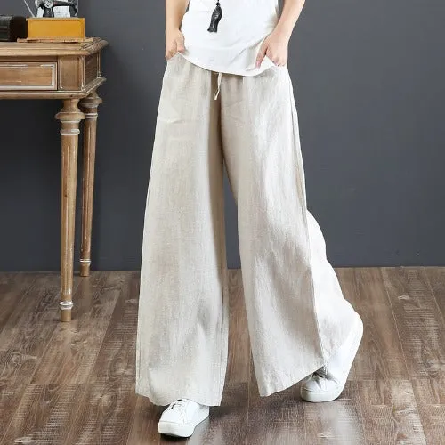 Vintage Linen Wide Leg Summer Pants