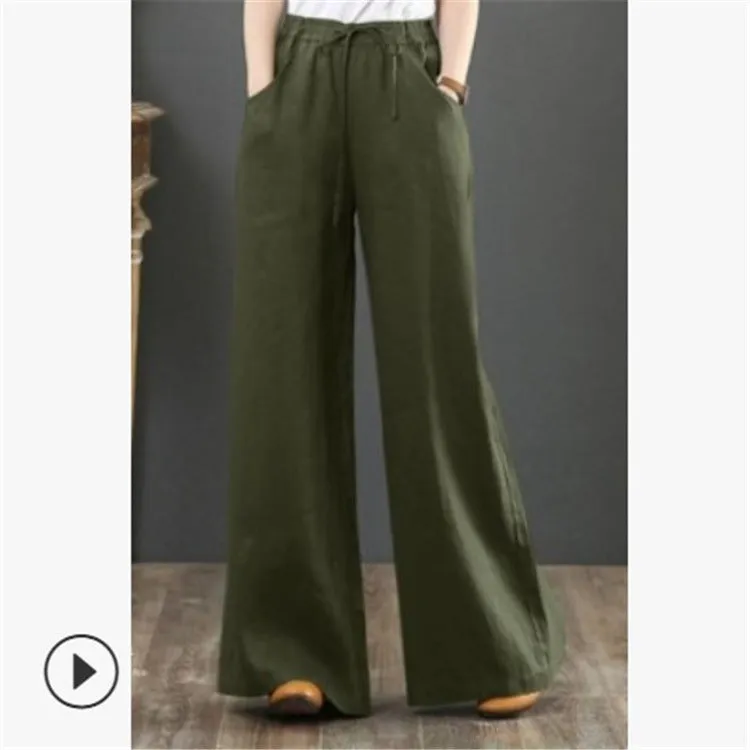 Vintage Linen Wide Leg Summer Pants