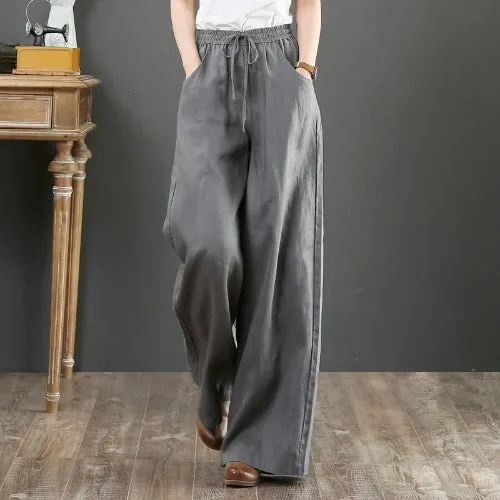 Vintage Linen Wide Leg Summer Pants