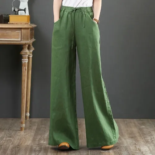 Vintage Linen Wide Leg Summer Pants