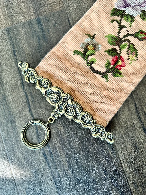 Vintage Needlepoint Bell Pull