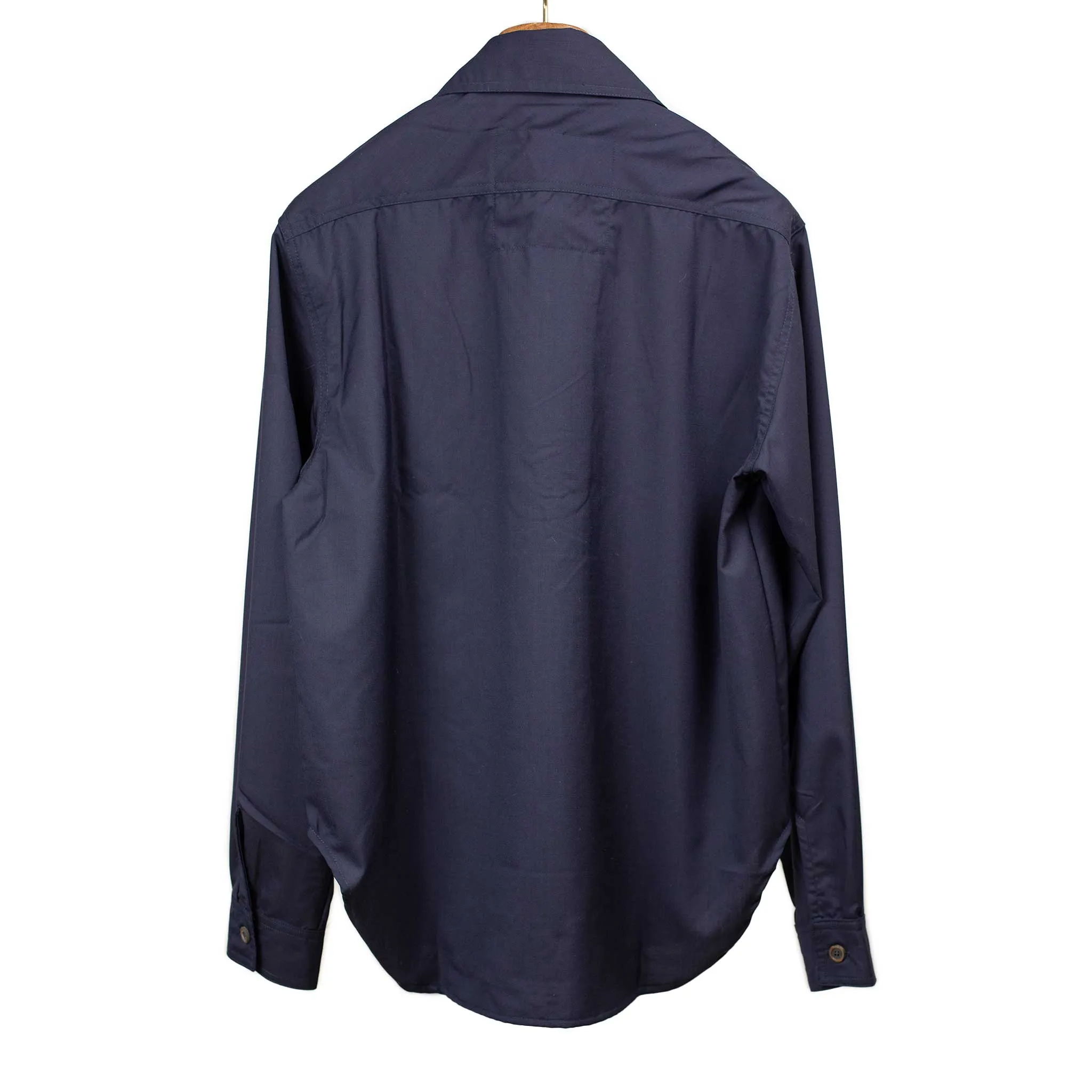 Vintage popover zip shirt in dark navy Italian tropical wool