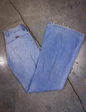 Vintage Wrangler Bell Bottom Denim Jeans 70s Light Wash 26x28