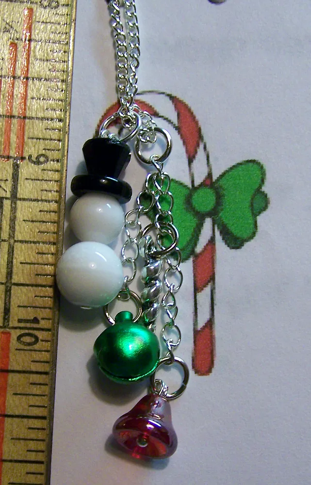 Winter Snowman Jingle Bells Necklace